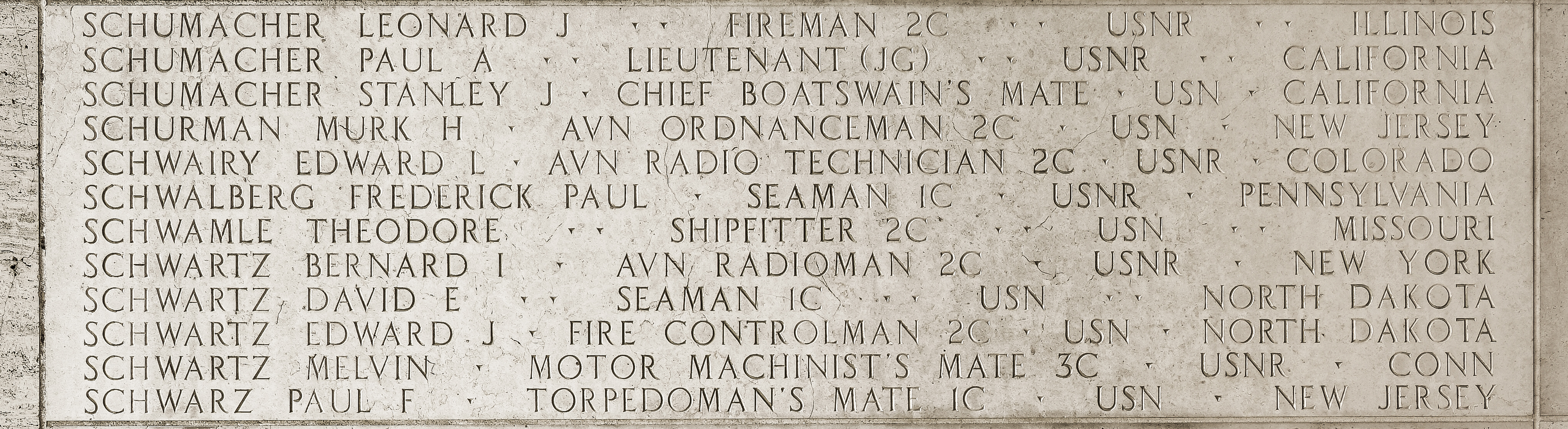 Edward J. Schwartz, Fire Controlman Second Class